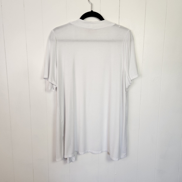 Penningtons White Short Sleeve Jersey Open Front Cardigan Cover-Up Shrug Soft - Picture 3 of 8